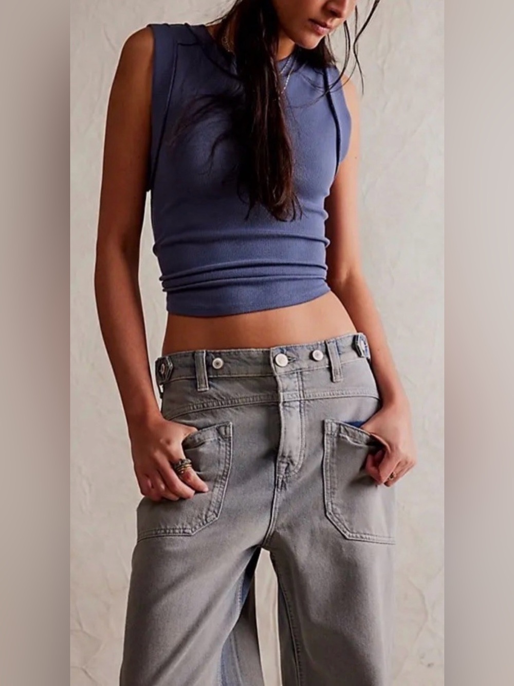 We The Free Palmer Wide Leg Jeans In The Shadows Gray -size 30 - Picture 5 of 16